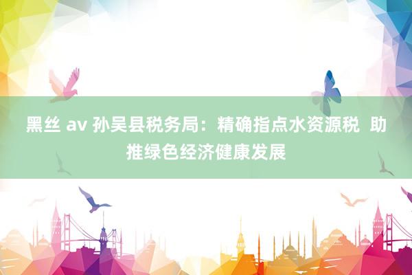 黑丝 av 孙吴县税务局：精确指点水资源税  助推绿色经济健康发展