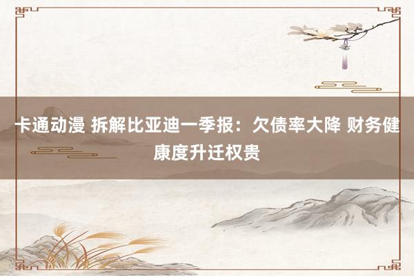 卡通动漫 拆解比亚迪一季报：欠债率大降 财务健康度升迁权贵