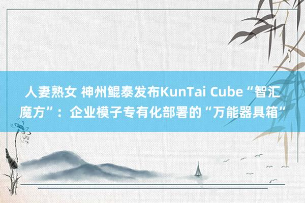人妻熟女 神州鲲泰发布KunTai Cube“智汇魔方”：企业模子专有化部署的“